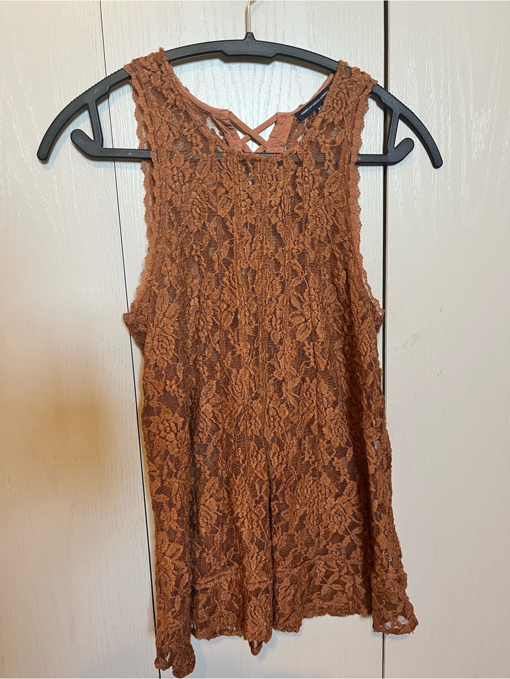 American Eagle Outfitters Rust Lace Scoop Neck Lace Floral Tank